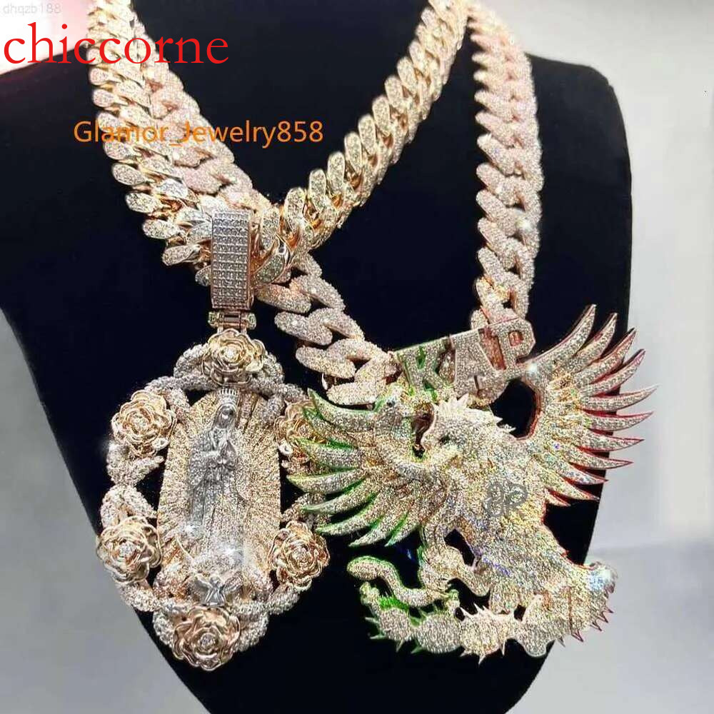 Factory Initial Iced Out Jewelry Gold Plated Vvs Moissanite Dias Cuban Chain 3d Custom Name Hip Hop Letter Pendant