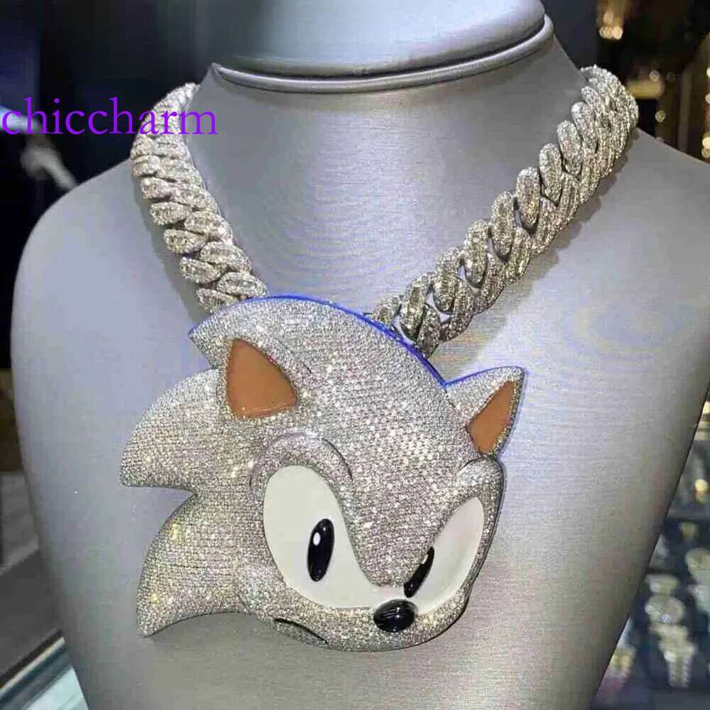 Custom 4 Inches Thick Iced Out 3d Sier Initial Vvs Moissanite Dia Pendant k Chain Hip Hop Fine Jewelry Men