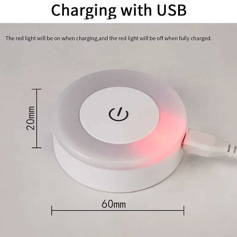 Mini LED Touch Sensor Night Lights USB Rechargeable Kitchen Bedroom Base Wall Light Round Portable Dimming Night Lamp M251114