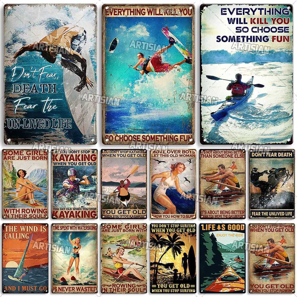 Artisian Rowing Metal Sign Surfing Tin Poster Kayaking Sport Decorative Plate Wall Decor Garage Bar Pub Club Hotel Cafe KitchenM251114