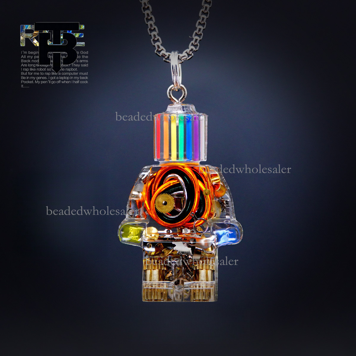 TB BHULAMTE Designer Original Fashion Necklace Y2K New Cyberpunk Style Necklace Colorful Neon Robot Pendant Luxury Jewelry Keychain
