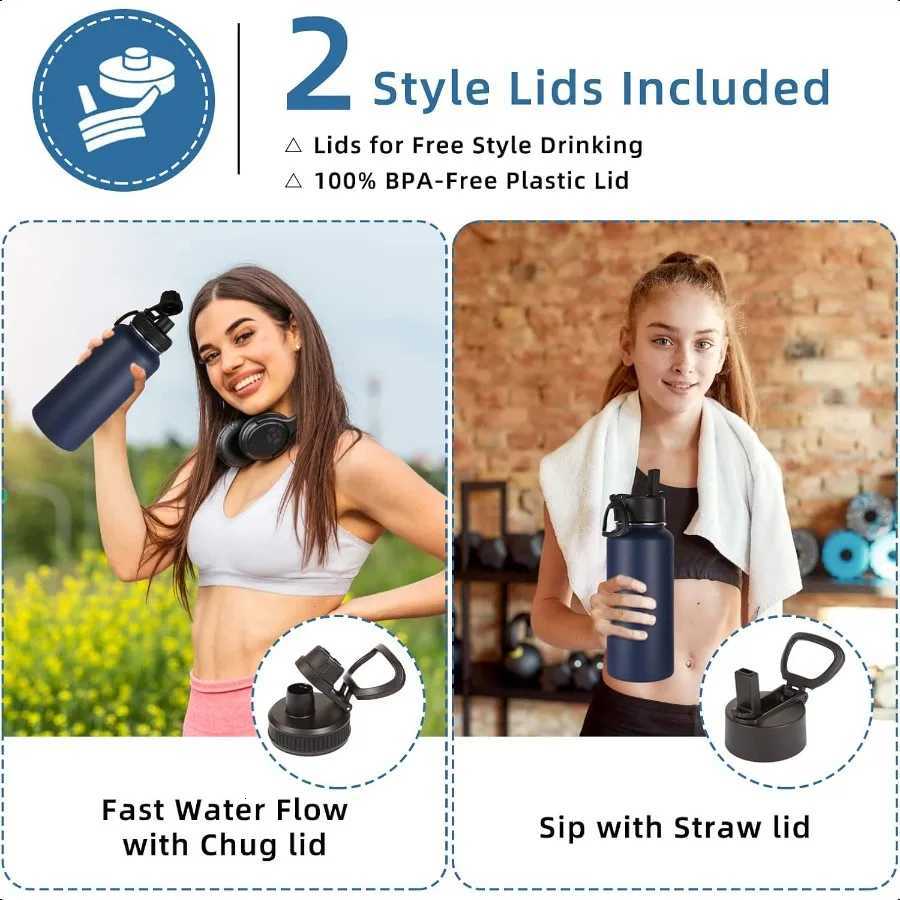 32 oz Insulated Water Bottles Bulk 4 Pack with Straw Lid Spout LidStainl Steel Sports Water Bottle Double Wall Vacuum Cups Leak C251114