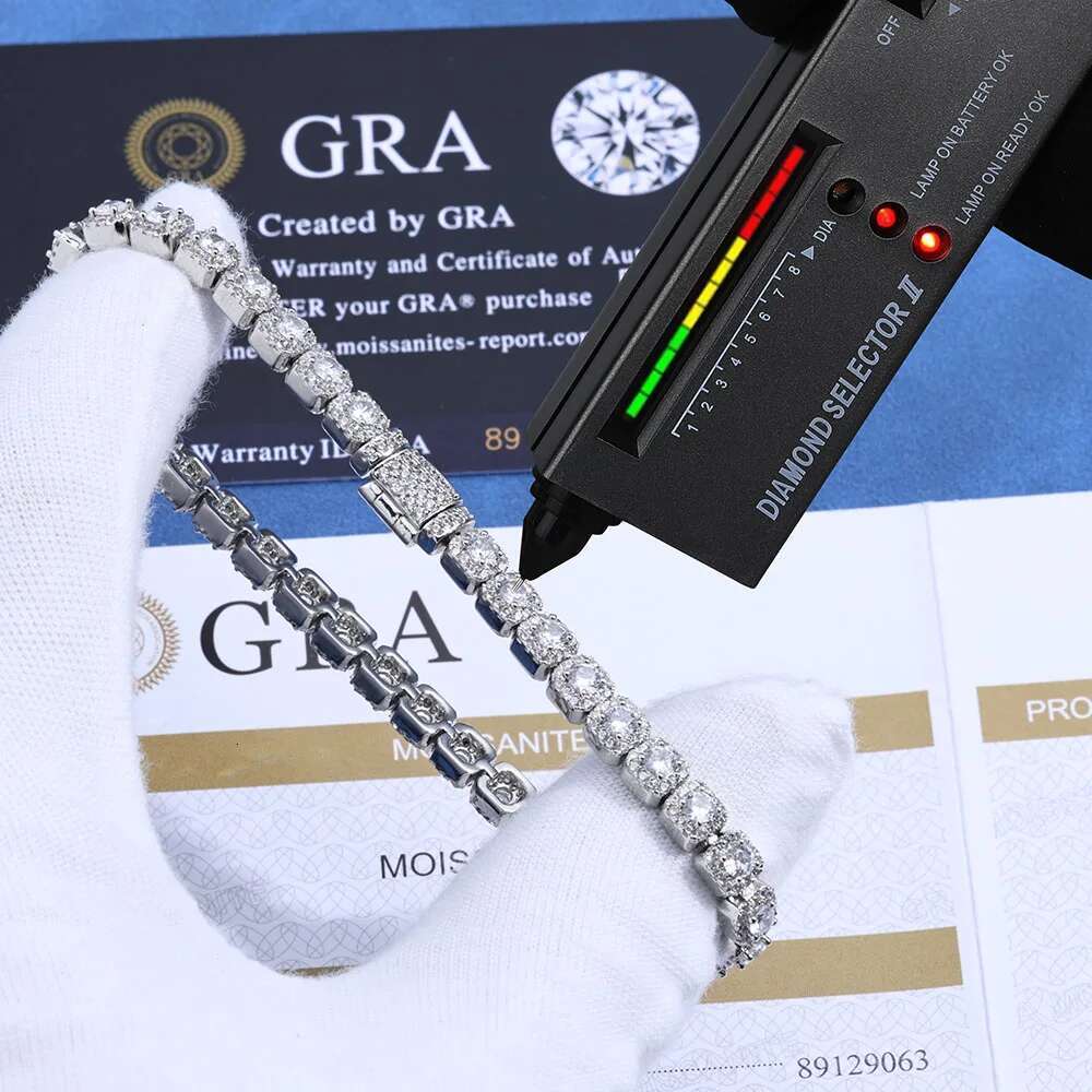 ESKEEM 925 Sterling Silver Tennis Chain Luxury 5mm Custom VVS Moissanite Diamond Cluster Tennis Chain Necklace