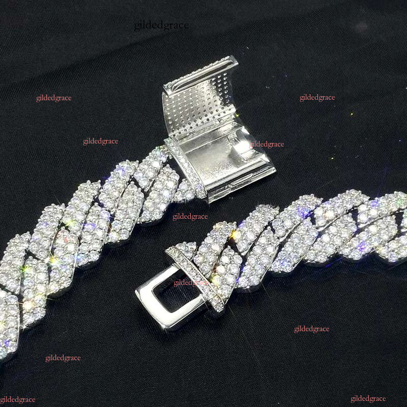 Miami Moissanite Cuban k Pass Di Tester 12Mm Wide Micro Paved 2 Row Dia Iced Out Chain Necklace Rapper Hip Hop Gold Jewelry Chains For Men Women Gift