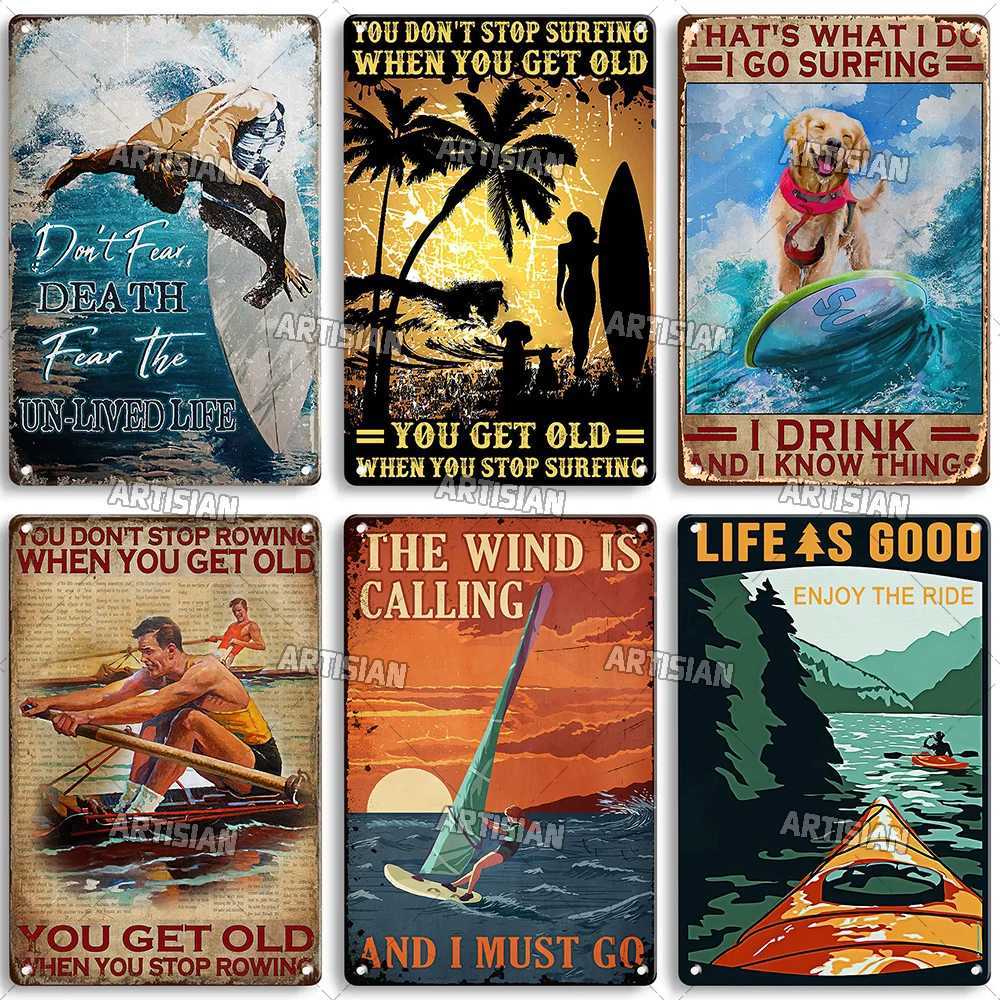 Artisian Rowing Metal Sign Surfing Tin Poster Kayaking Sport Decorative Plate Wall Decor Garage Bar Pub Club Hotel Cafe KitchenM251114