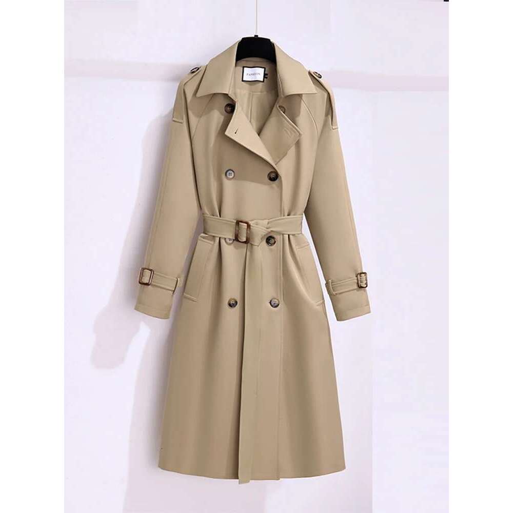 New 2024 British Style Windbreaker Streetwear Double Breasted Long Trench Coats Women Elegant Autumn Winter Casual Jackets