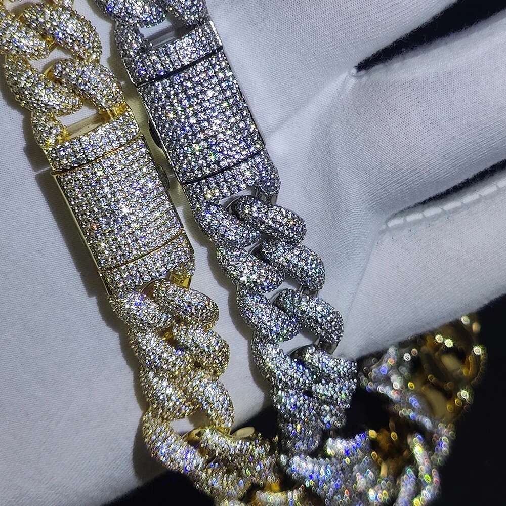 14mm Width Full Paved Cubic Zirconia CZ Iced Out Bling Cool Men Boy Hip Hop 18k Gold Plating Miami Cuban Chain Necklace