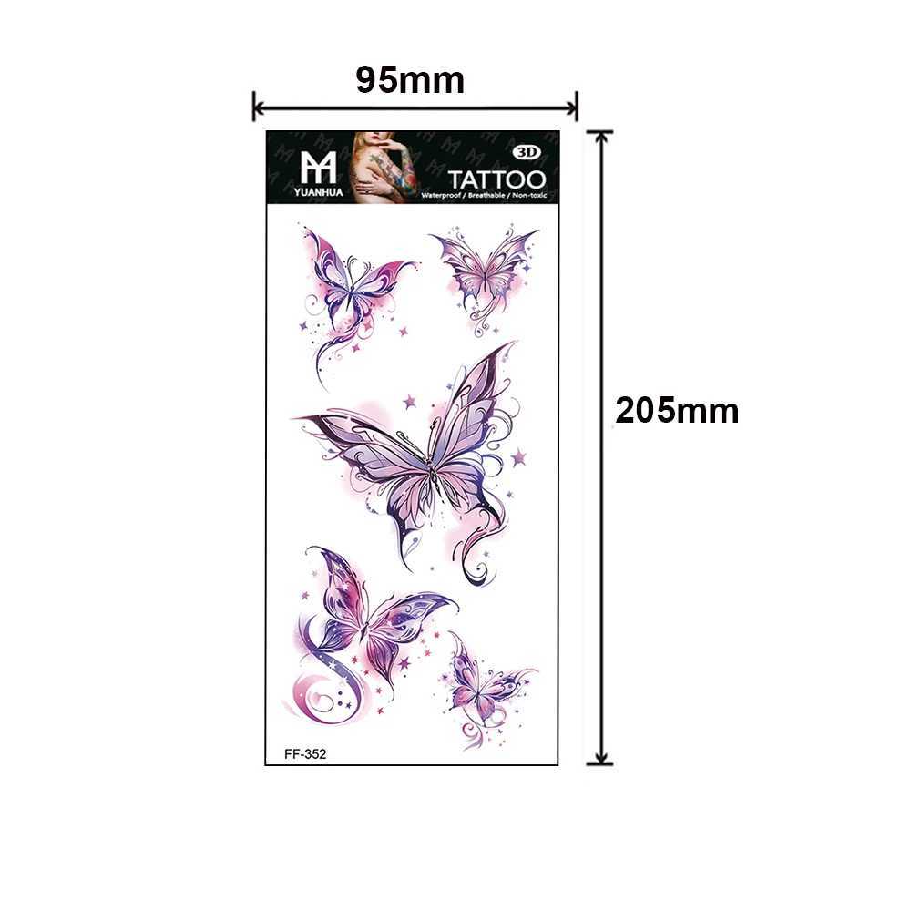 Colorful Butterfly Waterproof Temporary Tattoo Stickers Half Arm Art Fashionable Black Flower Beauty Transfer Washable TotemXJ25414