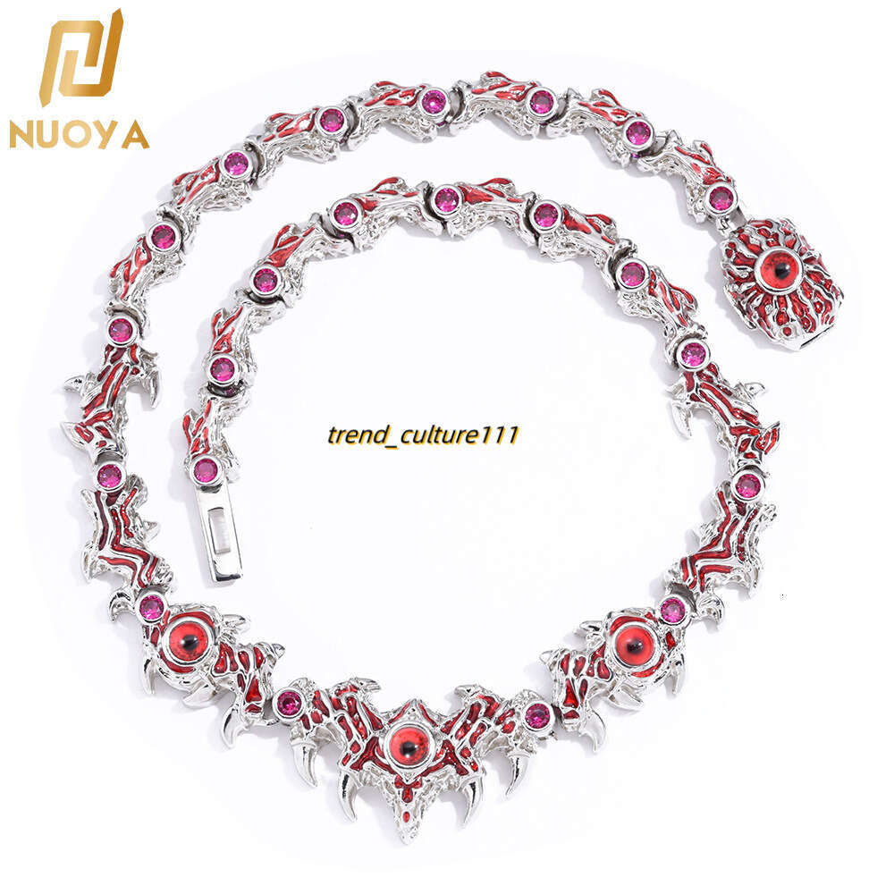 Hip hop exaggerated spikes parasitic red demon eyes thorns men's necklace fashion trend accessories