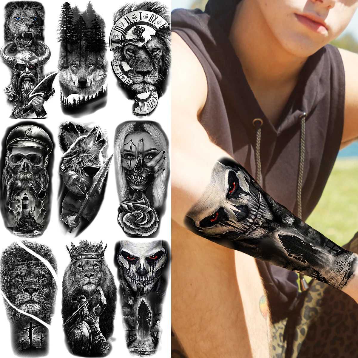3D Joker Halloween Female Temporary Tattoo Real Lion Compass Wolf Pirate Fake Tattoo Sticker Joker TattooXJ25414