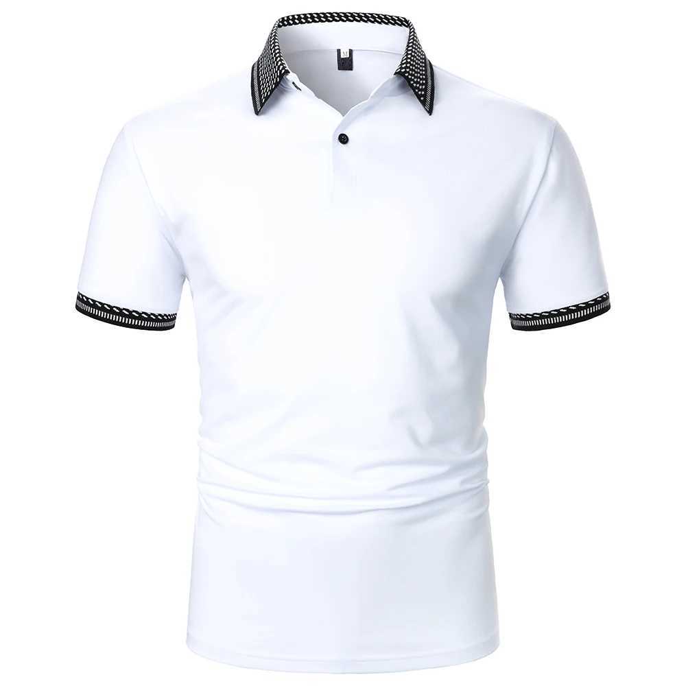 Mens polo shirt mens short sleeved polo shirt solid color casual mens summer new urban business lapel ribbed polo shirt W250414
