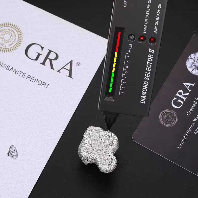 Iced Out Baguette VVS1 Moissanite Diamond Cross Rings S925 Silver for Men Hip Hop Jewelry