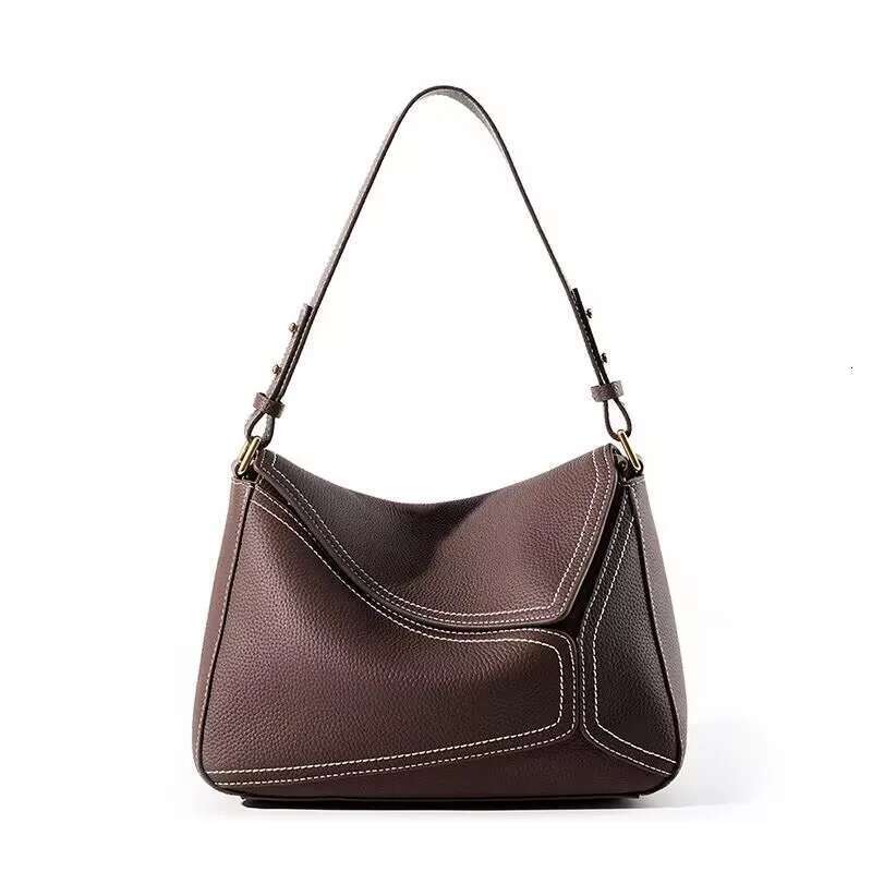 New Design Handbags Female Crossbody Vintage High-End Geometry Genuine Cowhide Leather Women Fashion Underarm Bag