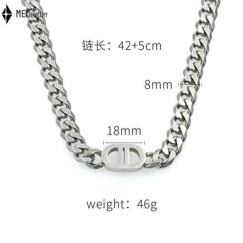 Hip Hop TrenDY StainlESS Steel Cuban Chain Personality Double D Necklace Earrings Jewelry Set Does Not Fade K251114