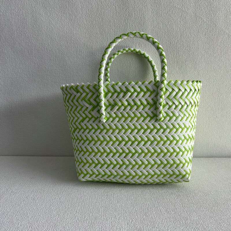Handmade Beach Bag Handmade Handbag, Large Capacity Plastic Woven Basket, Small Square With Hand Gift Bag, Simple Handheld Versatile Women's Bag 