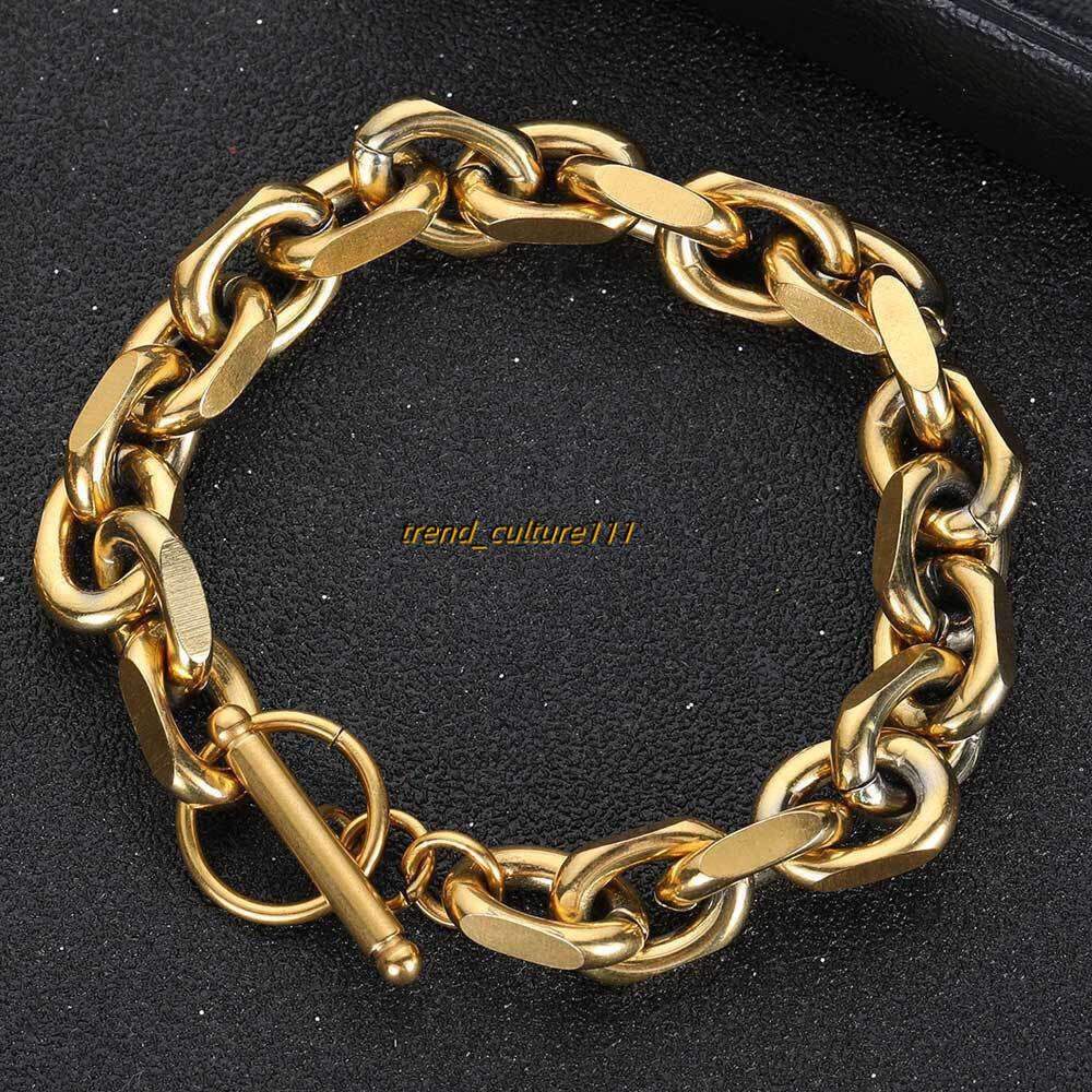 Stainless O-chain cross chain encrypted gold-plated titanium steel decoration personalized hip hop men's bracelet