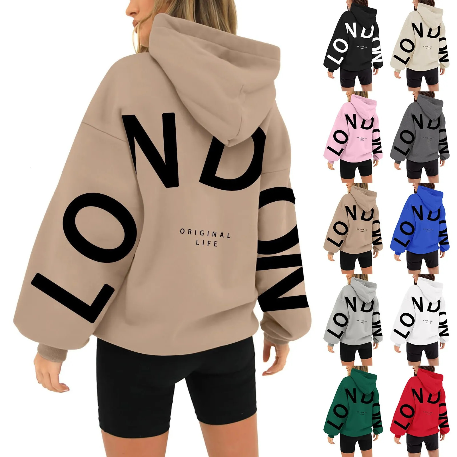 Y2K Letter London Printed Womens Hoodies Long Sleeve Casual Street Dress 2024 Hoodie Oversized Sudaderas de Mujer 250414