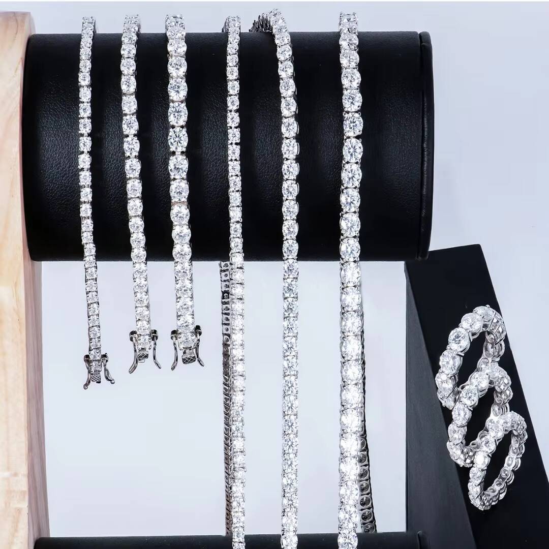 Ready to Ship 18K Plated Moissanite Diamond Tennis Bracelet 2mm-6mm Iced 925 Silver Brazaletes Pulseras 3mm-5mm Sizes Available