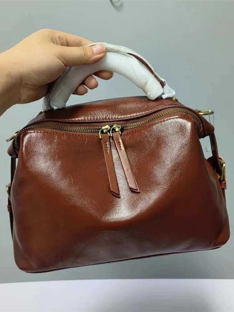 Soft Women Bag Cowskin Genuine Leather Tote Handbag Solid Color Ladies Single Shoulder Crossbody Bags