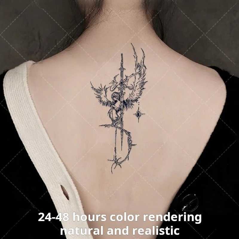 Holy Judgment Sword Herbal Tattoo Sticker Angel Judge Semi Permanent Waist Fake Tattoo Female Punk Art Temporary TattooXJ25414