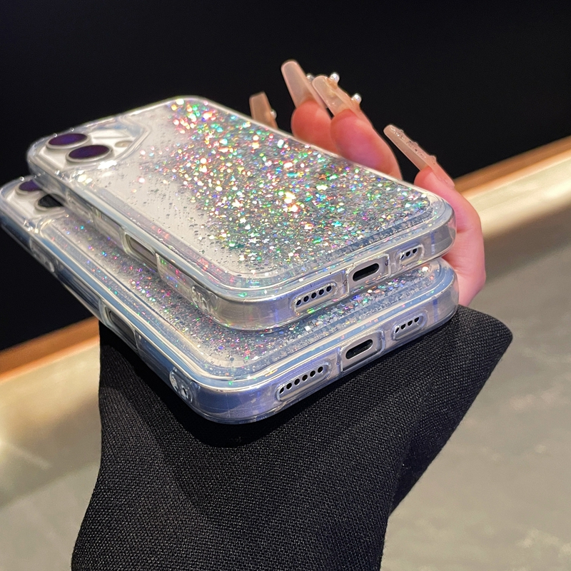 Fashion Quicksand Soft TPU Cases For Iphone 16E 16 15 14 Pro MAX 13 12 11 XR XS X 8 7 Plus Luxury Stars Liquid Starry Bling Glitter Heart Love Floatin