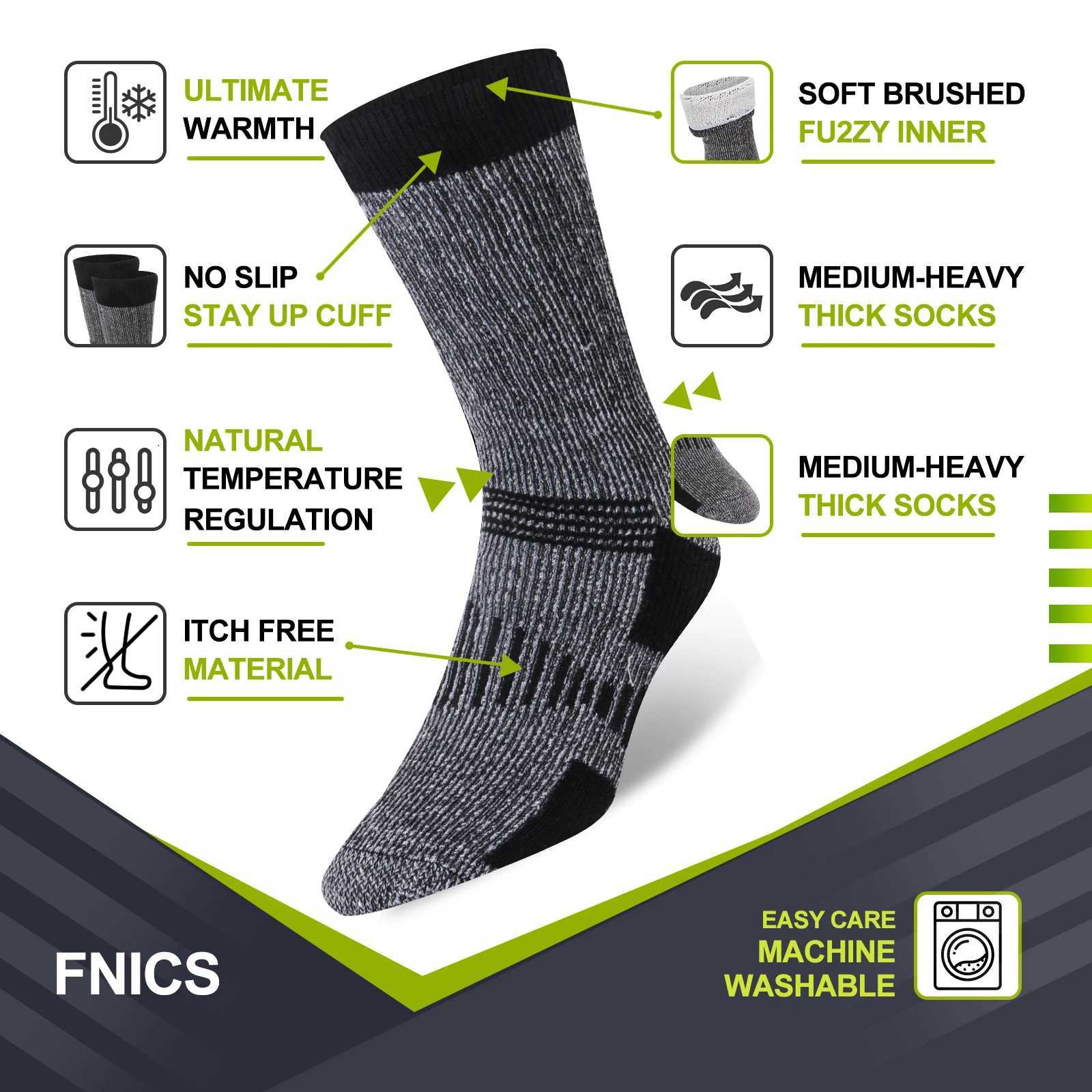 3 pairs of mens Merino wool crew socks thick hot socks winter work outdoor hiking and running large sports W250414