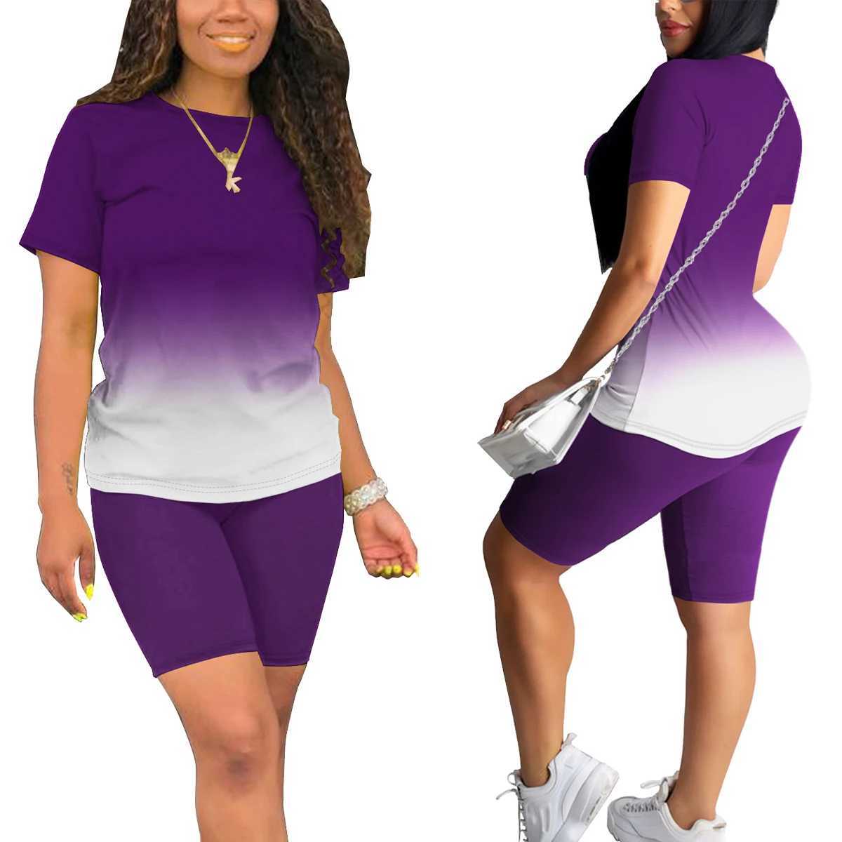 Two piece womens summer shorts set 2-piece jogging track and field setXJ250414