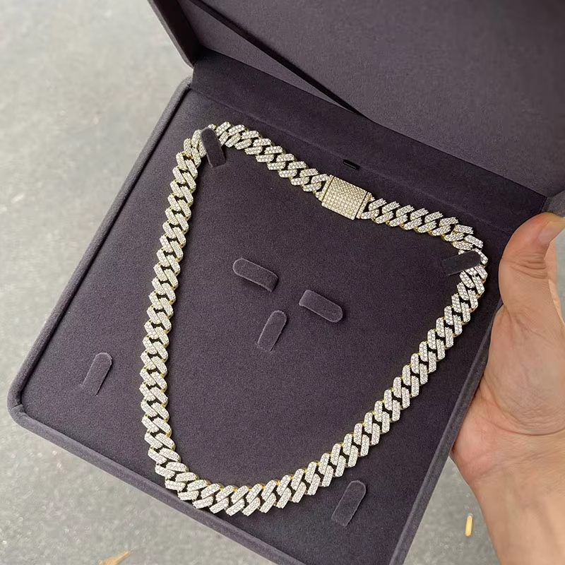 15MM VVS Sterg Sier White Gold Miami k Iced Out Natural Moissanite Cuban