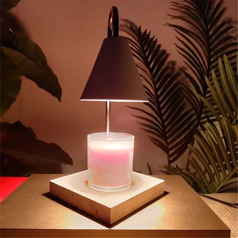 Desk lamp wax melting lamp aromatherapy lamp wooden base no fire candle lampmodern bedroom atmosphere desk lamp retro lamp M251114