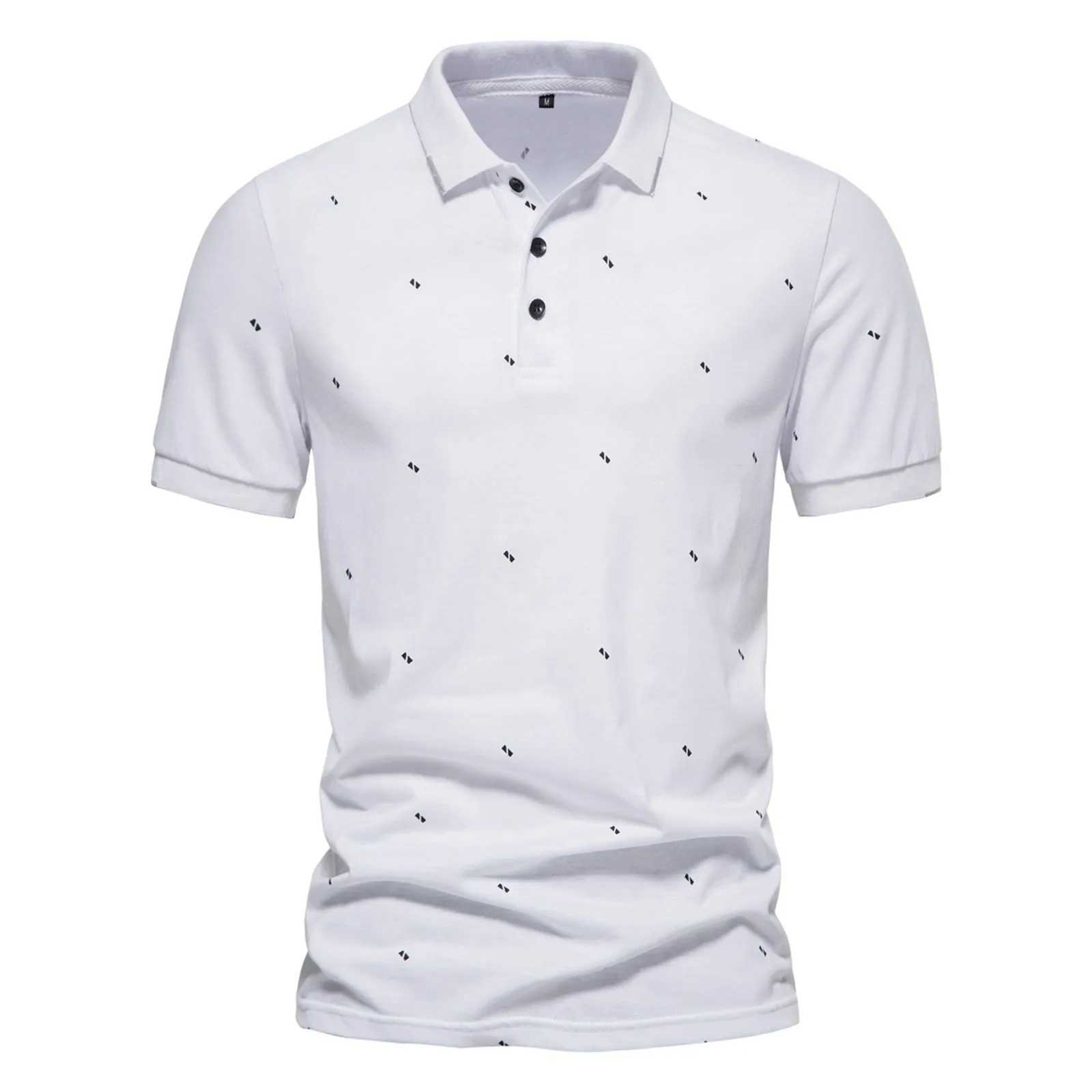 2022 new mens summer T-shirt business casual cotton wicker sports shirt mens ultra-thin short sleeved printed polo shirt W250414