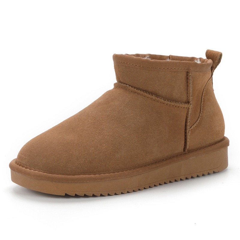 New Mini Low-Cut Suede Leather Snow for Women Winter Short Boots 2025 Fleece-Lined Non-Slip Student Cotton Shoes 573