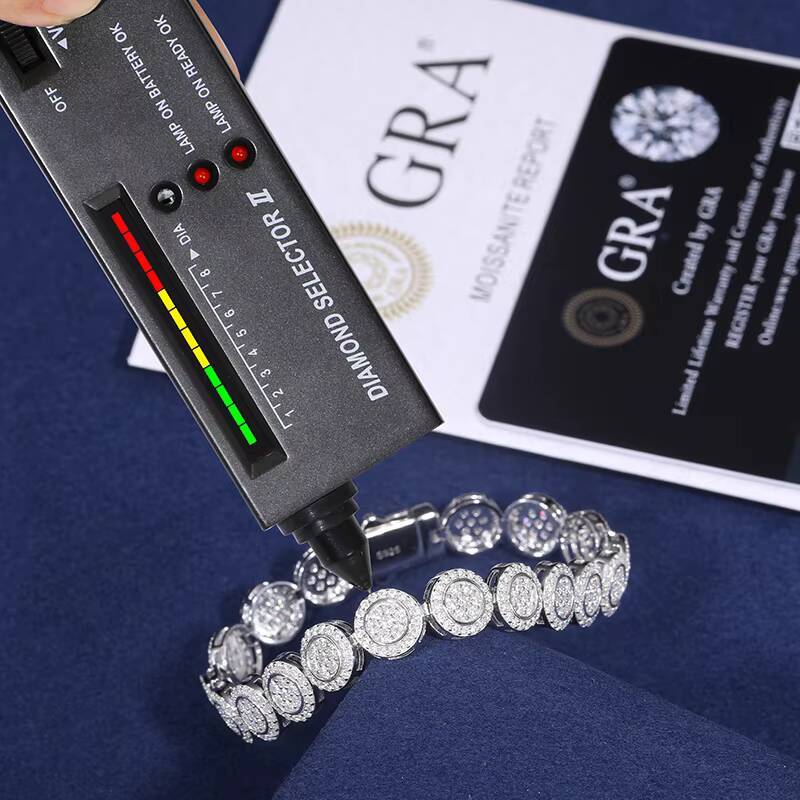 Hip Hop Pass Diamond Tester Bracelet Iced Out Mrice Paved 925 Silver Vvs Moissanite Wholesale Link Chain for Men Women