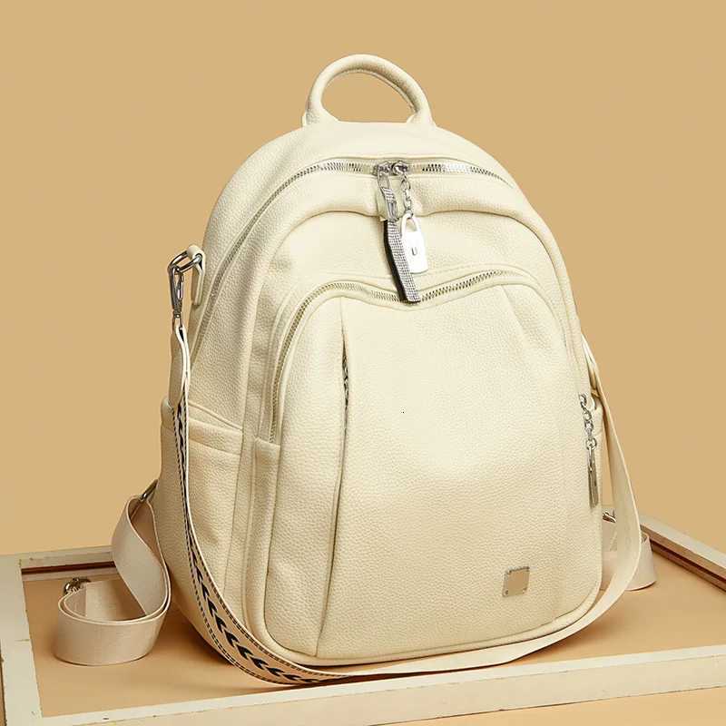 2024 Waterproof Leather Women Backpack Anti-theft Backpacks Shoulder Bags for Teenager Girls Large Capacity Travel School BagW251113