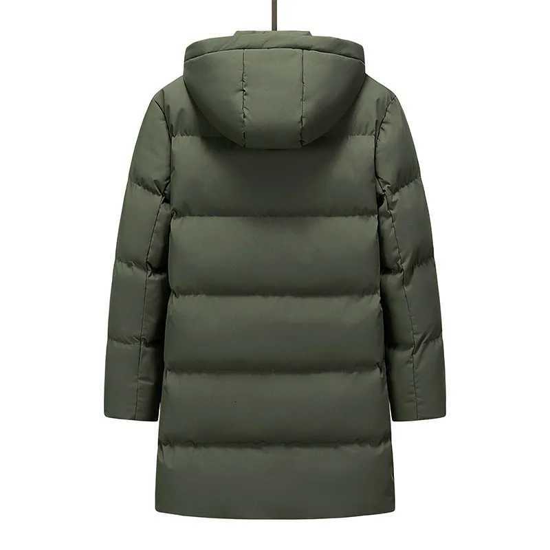 MenS Heavyweight Winter Coat Windproof Cold Weather Jacket with Full-Length 2028 Hooded Long Formality Large Front PocketsT251114