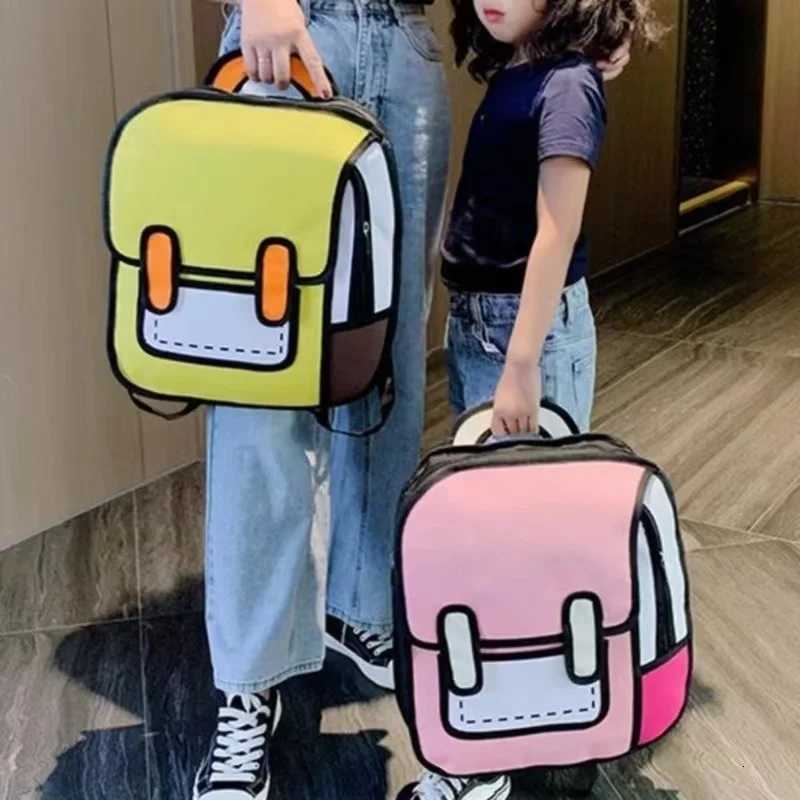 Y2K Cute 2D Drawing Cartoon Bag Anime Backpack 3D Comic Student Schoolbag Kawaii Teenage Daypack Funny Kids Travel Bag MochilaW251113