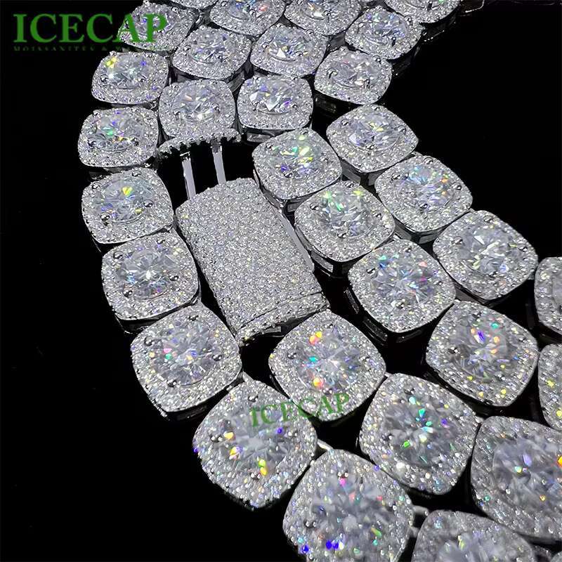 RTS 10mm VVS Moissanite Clustered Tennis Chains Lab Diamond Necklace Gra Certified 925 Sliver Hip Hop Mossanite Bracelet Jewelry