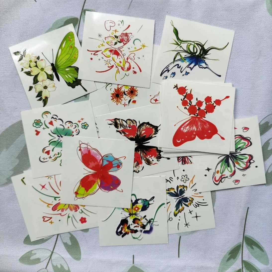 20 waterproof temporary tattoo stickers Black Flower Rose Lotus Planet Ins Flash Tattoo Fake TattooXJ25414