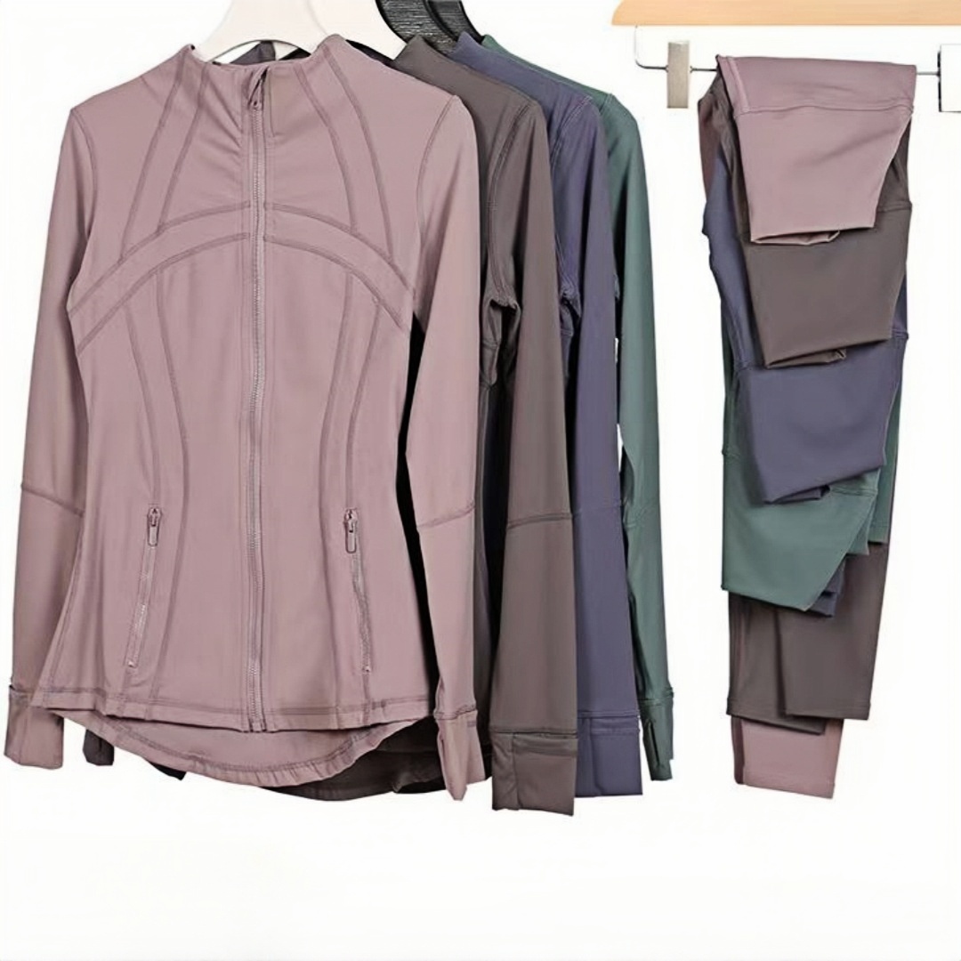 Women's yoga clothes long sleeves Jacket Outfit Solid Color Nude Sports Shaping Waist Fitness Jogging Sportswear For Lady