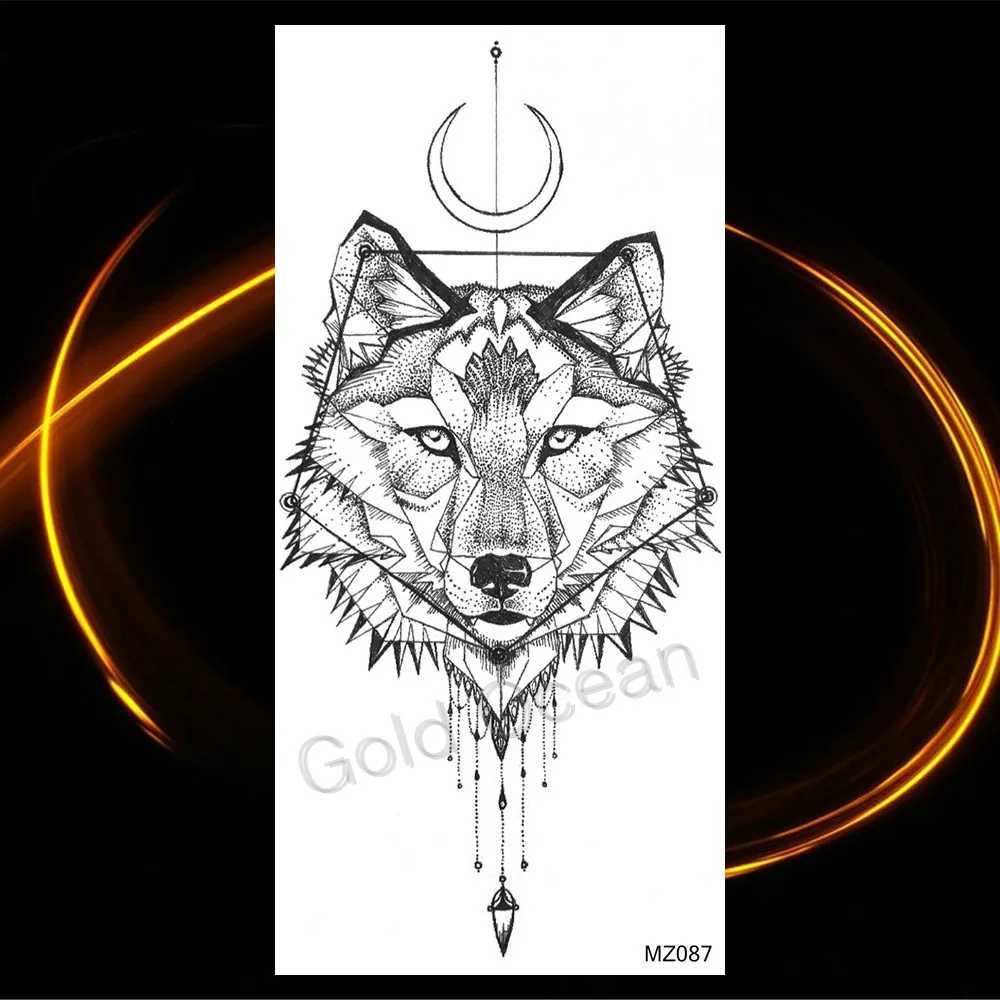 Ferocious Wolf Mens Temporary Tattoo Real Coyote Geometric Tattoo Mountain Dreamcatcher Forest Fake Tattoo WaterproofXJ25414