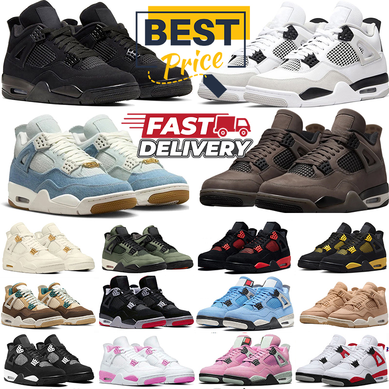 Designer 4 4s Basketball shoes Men Women 4s Sneakers Worn Blue Cozy Girl Cave Stone Military Black Cat Red Thunder University Blue Sport Trainers