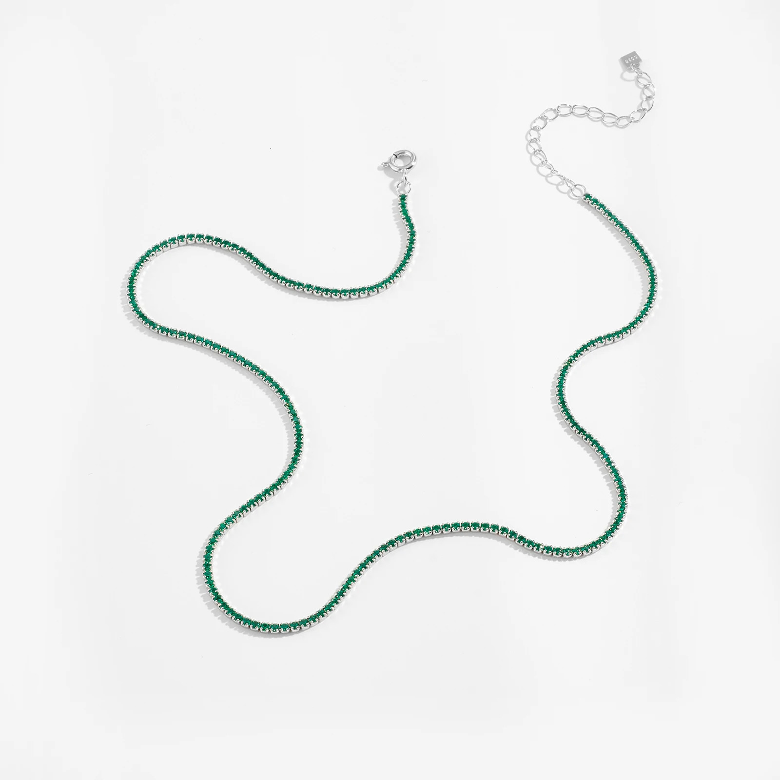 ANDYWEN 925 Sterling Silver Tennis Zircon Charm Long Chain Choker Necklace Rock Punk Fashion Fine Jewelry Gift Wedding Party 250407