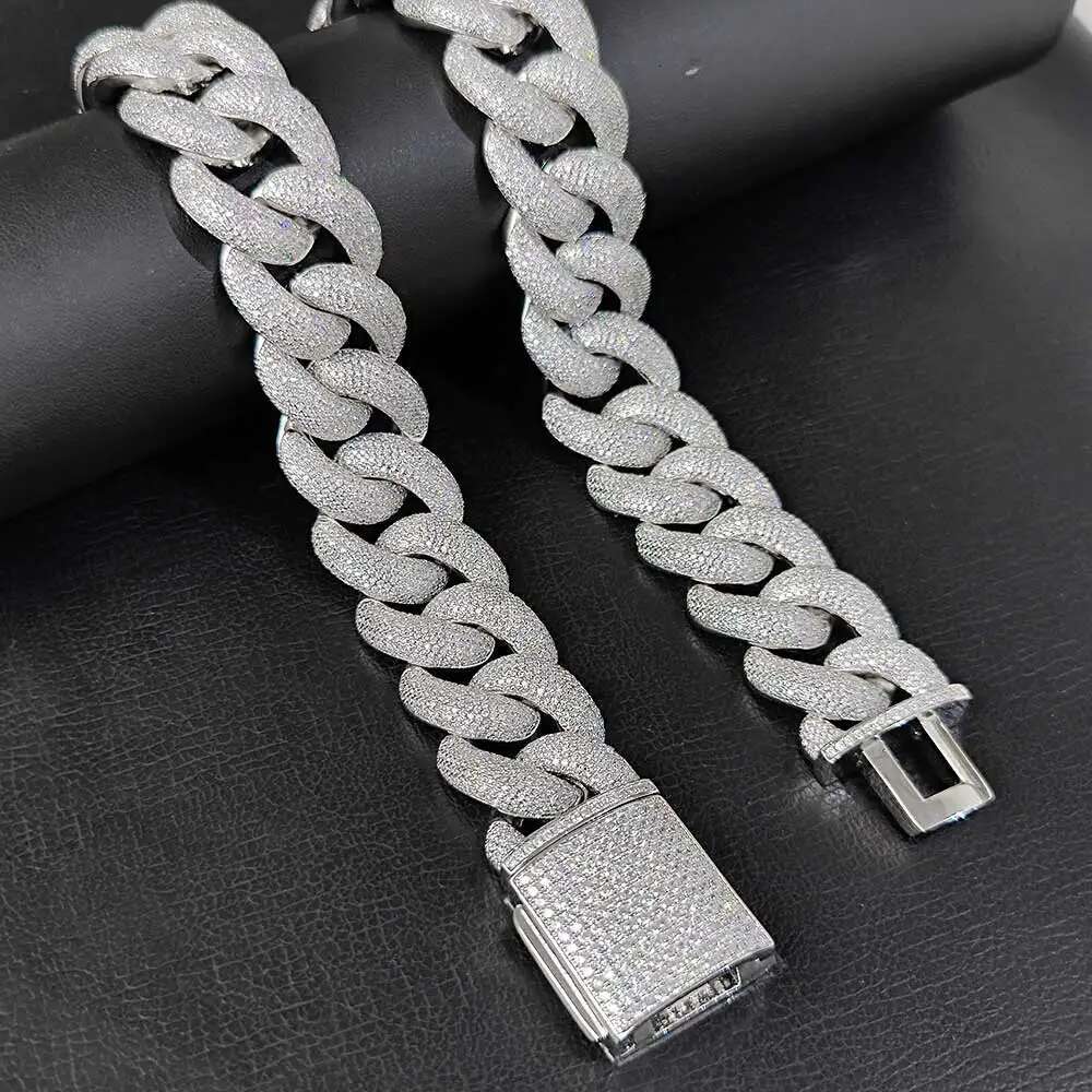 25mm Miami Cuban Chain Bling Ice Out Zircon Thick And Heavy Cuban Link Necklace Hip Hop Rock Jewelry For Men