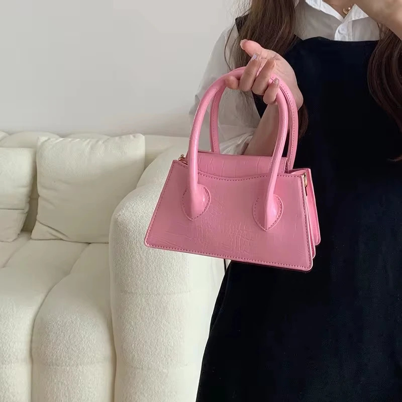Fashion Pink Small Square Womens Clutch Wallet Handbag Simple Womens Messenger Bag Solid Color Womens Shoulder Cross Bag 250411
