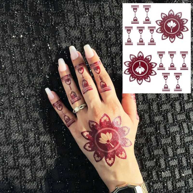 Chestnut nail flower tattoo stickers for hands and body temporary tattoos for women and fake tattoos for weddingsXJ25414