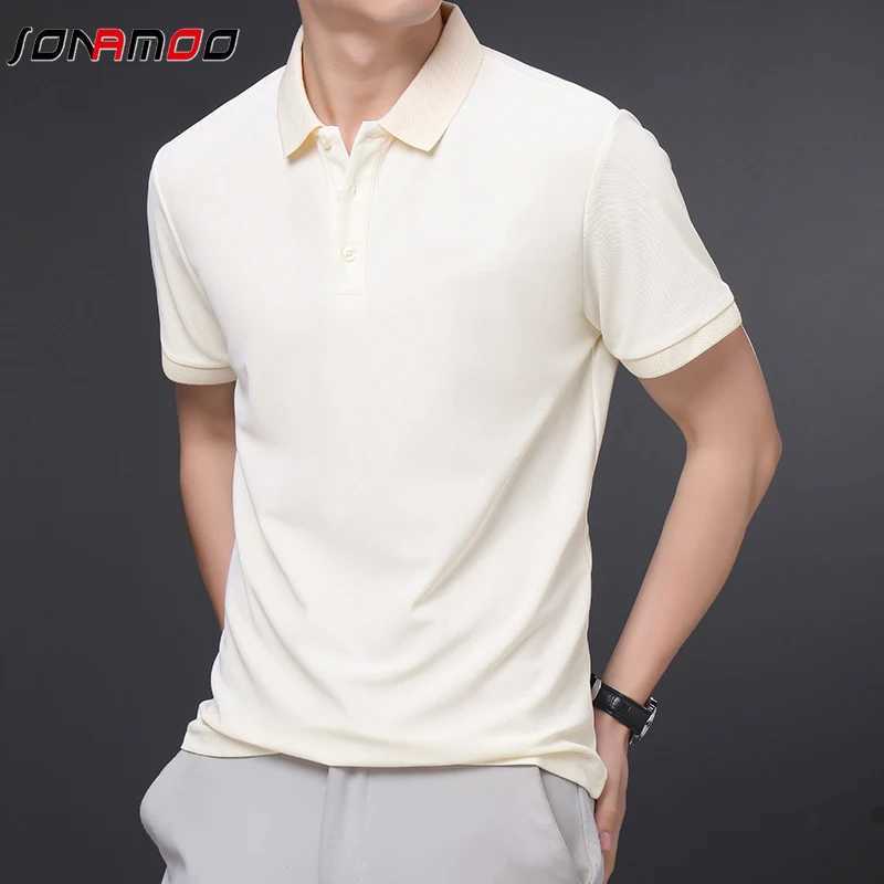 Mens solid color casual fashion short sleeved polo shirt summer comfortable top W250414