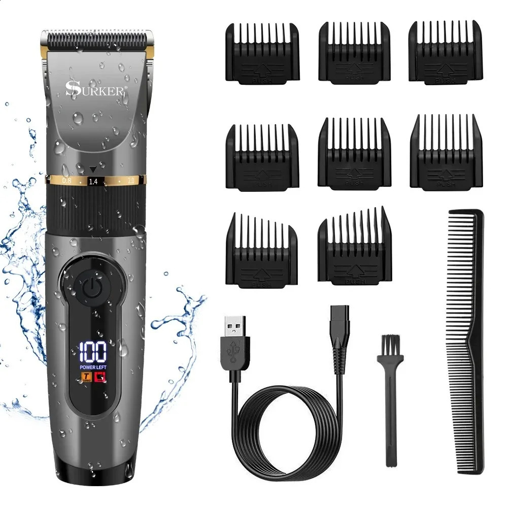Electric Hair Trimmer Professional Hairdresser Ceramic Blade Mens Hairdresser LED Display Hairdresser USB Rechargeable 250409