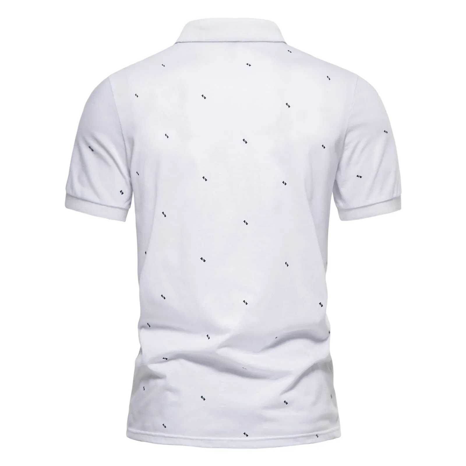 2022 new mens summer T-shirt business casual cotton wicker sports shirt mens ultra-thin short sleeved printed polo shirt W250414