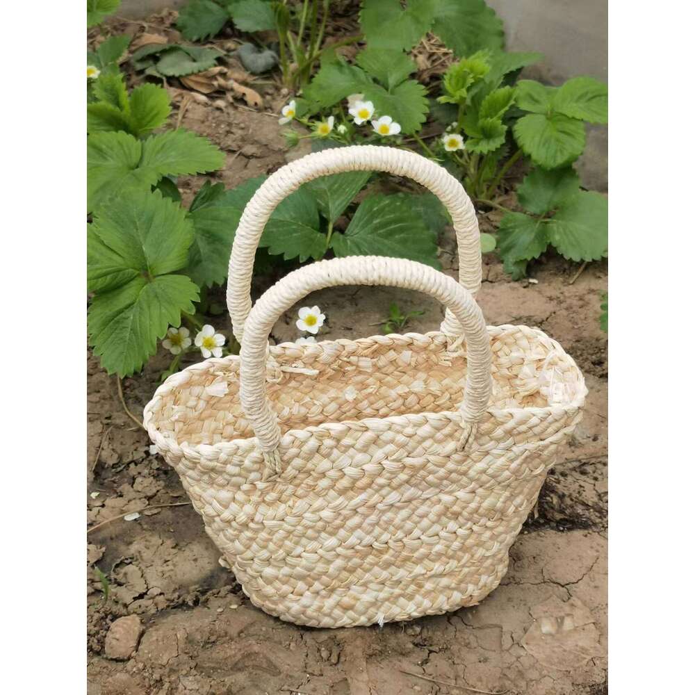 Handmade Beach Bag Fashionable And Casual Straw High-Quality Corn Skin Woven Handbag, Beach Bag, Children's Small Bag Kq2