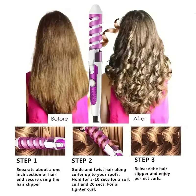 Portable ceramic spiral curling irons curling rods easy-to-operate wavy curling combs curling irons household styling toolsT251114