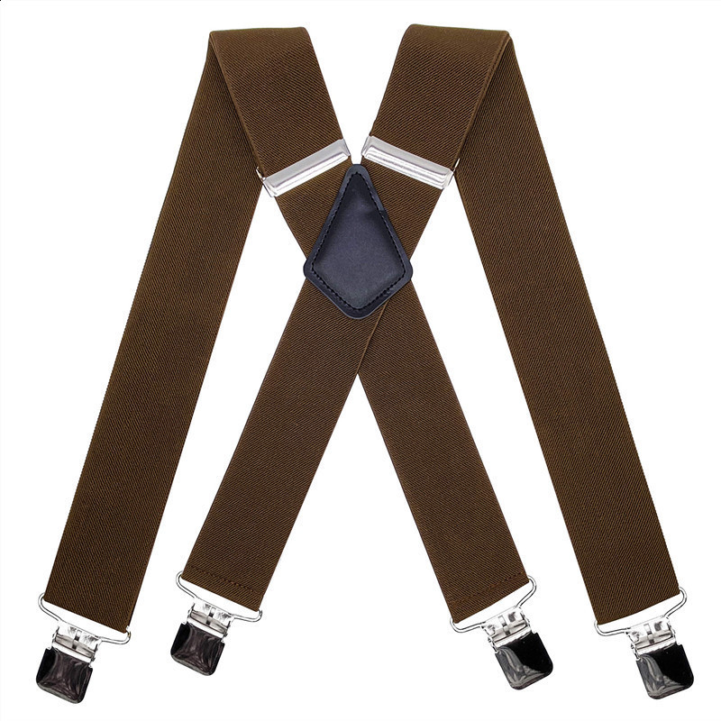 Plus Size 50mm Wide Men Suspenders High Elastic Adjustable 4 Strong Clips Suspender Heavy Duty X Back Trousers Braces 5 Colors 220701